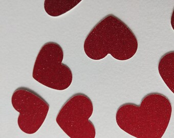 150 1" Valentine Paper Confetti Red Glitter Hearts Handmade Wedding Confetti,Heart Confetti,Bridal Shower Decor, Scatters,Baby Shower Decor