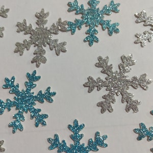 Great Choice Products Snowflake Teal Silver Party-Decorations Frozen Paper- Confetti - 100Pcs Glitter Teal Blue Silver Christmas Table Confetti,Wint…