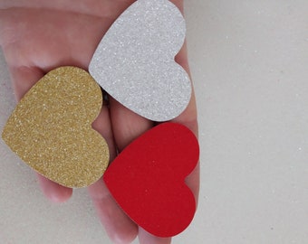 Gold Glitter Hearts Confetti,Handmade Heart Tags,Christmas Party Confetti,Bridal Shower Decor,Table Scatters,Wedding Table Decor