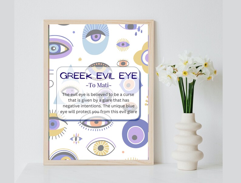 EVIL EYE Wall Art PRINTABLE Greek Mati Definition Positive Minimalist