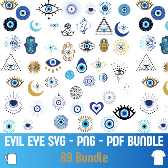EVIL EYE BUNDLE SvG PnG PdF Hamsa Hand Spiritual Witchy Summer Aesthetic Clipart Design for Tshirt Mug Printing Greek Protection Sign