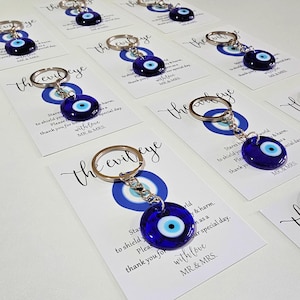 Bomboniere anti-malocchio per gli ospiti • Regali di ringraziamento con biglietti personalizzati per gli ospiti Matrimonio Fidanzamento Portachiavi personalizzato Pacchetto bomboniere greche