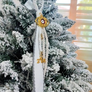 EVIL EYE GOURI Weihnachten Neujahr Hängende Ornament Christbaumkugel Schmuckstück griechischen Glück Schutzamulett Weißgold Nazar Auge Bild 8