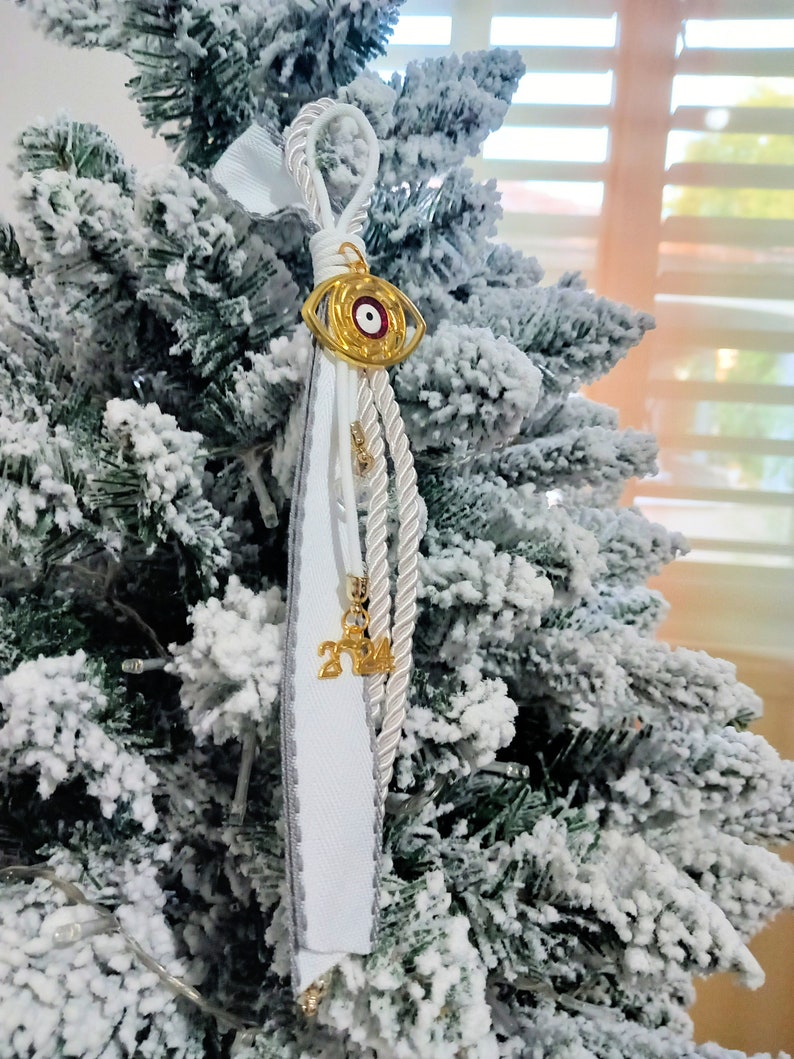 EVIL EYE GOURI Weihnachten Neujahr Hängende Ornament Christbaumkugel Schmuckstück griechischen Glück Schutzamulett Weißgold Nazar Auge Bild 8