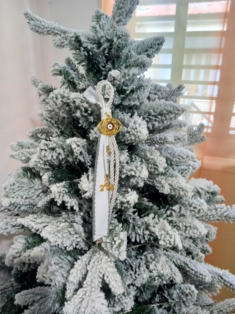 EVIL EYE GOURI Weihnachten Neujahr Hängende Ornament Christbaumkugel Schmuckstück griechischen Glück Schutzamulett Weißgold Nazar Auge Bild 6