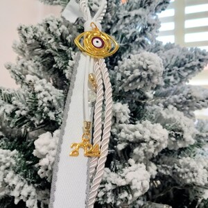 EVIL EYE GOURI Weihnachten Neujahr Hängende Ornament Christbaumkugel Schmuckstück griechischen Glück Schutzamulett Weißgold Nazar Auge Bild 2