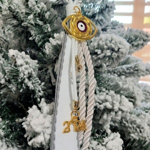 EVIL EYE GOURI Weihnachten Neujahr Hängende Ornament Christbaumkugel Schmuckstück griechischen Glück Schutzamulett Weißgold Nazar Auge Bild 3