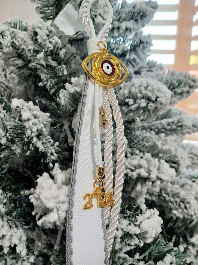 EVIL EYE GOURI Weihnachten Neujahr Hängende Ornament Christbaumkugel Schmuckstück griechischen Glück Schutzamulett Weißgold Nazar Auge Bild 3