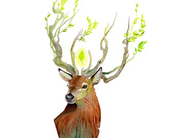 Deer Art Print 8"x10" and 5"x7". "New Life"