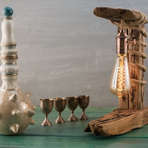 Driftwood Lamp-Rustic Home Decor-Unique Table Lamp-Natural Tree Lamp-Desk Lamp-Natural Lighting-Wooden Lamp-New years Gift