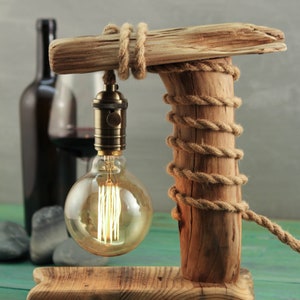 Rustic Home Decor-Unique Table Lamp-Natural Tree Lamp-Desk Lamp-Natural Lighting-Wooden Lamp/New years Gift