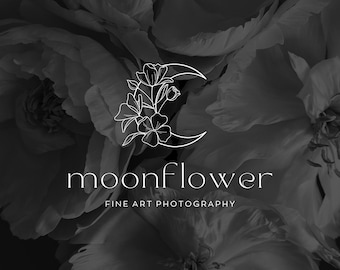 Logo für künstlerische Fotografie, botanisches Mondblumen-Branding, Logo für Hochzeitsfotografen, ätherische und raffinierte visuelle Identität – Sias Studio
