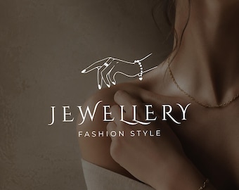 Jewelry and Jewellery Logo, Elegant Design for Boutique and Goldsmiths, Logo with Hand Rings & Bracelet, Semi-Custom Brand - Sias Studio