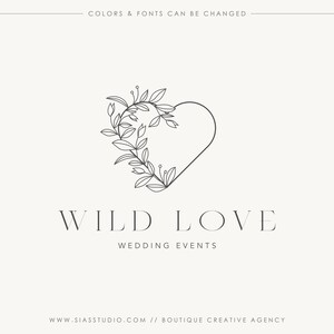 Logo elegante con cuore fiorito, Logo aziendale, Logo floreale, Logo per eventi matrimoniali, Logo professionale, Logo alla moda, Filigrana