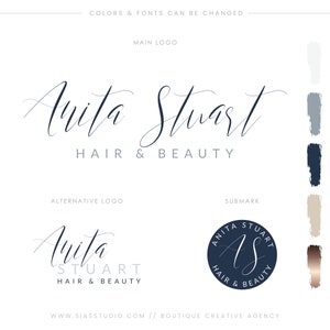 Logo design prefatto, Filigrana del logo, Logo scritto a mano, Logo di bellezza, Logo aziendale, Branding in stile calligrafico, Firma