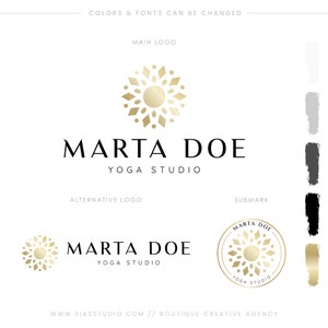 Yoga Studio Logo, Mandala, Business cards, Branding kit, Gold logo, Elegant logo, Facebook cover, Social icon, Elegant kit, Premade branding