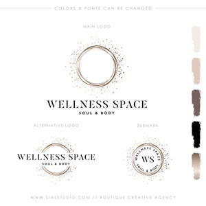 Pacchetto di branding, Logo design, Logo design per il benessere, Logo Wellness Space, Logo circolare, Logo di bellezza, Logo di fotografia