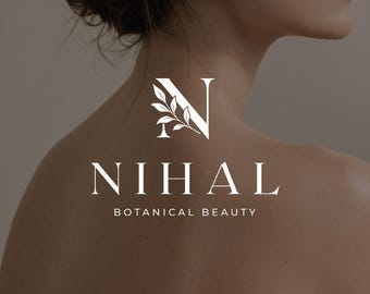 Semi-Custom Botanical Beauty Logo, Elegant Logo for Skincare and Natural Cosmetics Brands, Visual Identity for Spas | Nihal Botanical Beauty
