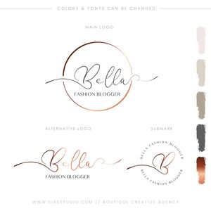 Pacchetto di logo design, Logo stile calligrafico, Logo design femminile, Logo professionale moderno, Logo elegante oro, Logo design bella