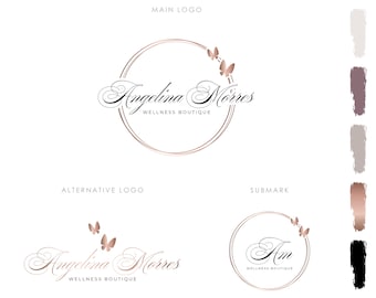 Premade branding package with elegant circles, Angelina Morres logo design, Logo with initials, Wellness logo, Elegant logo, Beauty logo