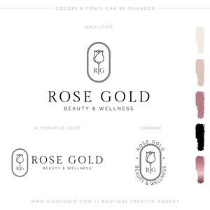 Pacchetto di branding con rosa, Logo design moderno, Logo per il benessere, Logo floreale, Logo bellezza, Logo elegante, Logo design, Logo