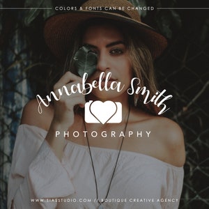 Logo design per fotografi, Logo di fotografia, Logo femminile, Logo elegante moderno, Logo calligrafico, Logo macchina fotografica e cuore