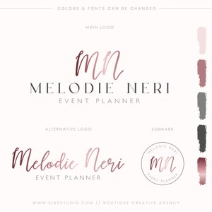 Pacchetto di logo design, Logo stile calligrafico, Logo design femminile, Logo professionale moderno, Logo elegante oro, Logo design Melodie