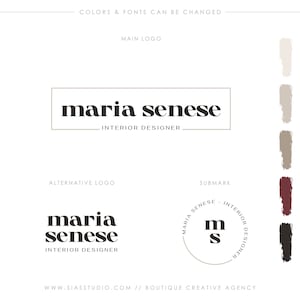Pacchetto di branding moderno, Logo moderno, Logo elegante, Logo con cornice, Logo arredatrice d'interni, Logo estetista, Logo feste, Logo