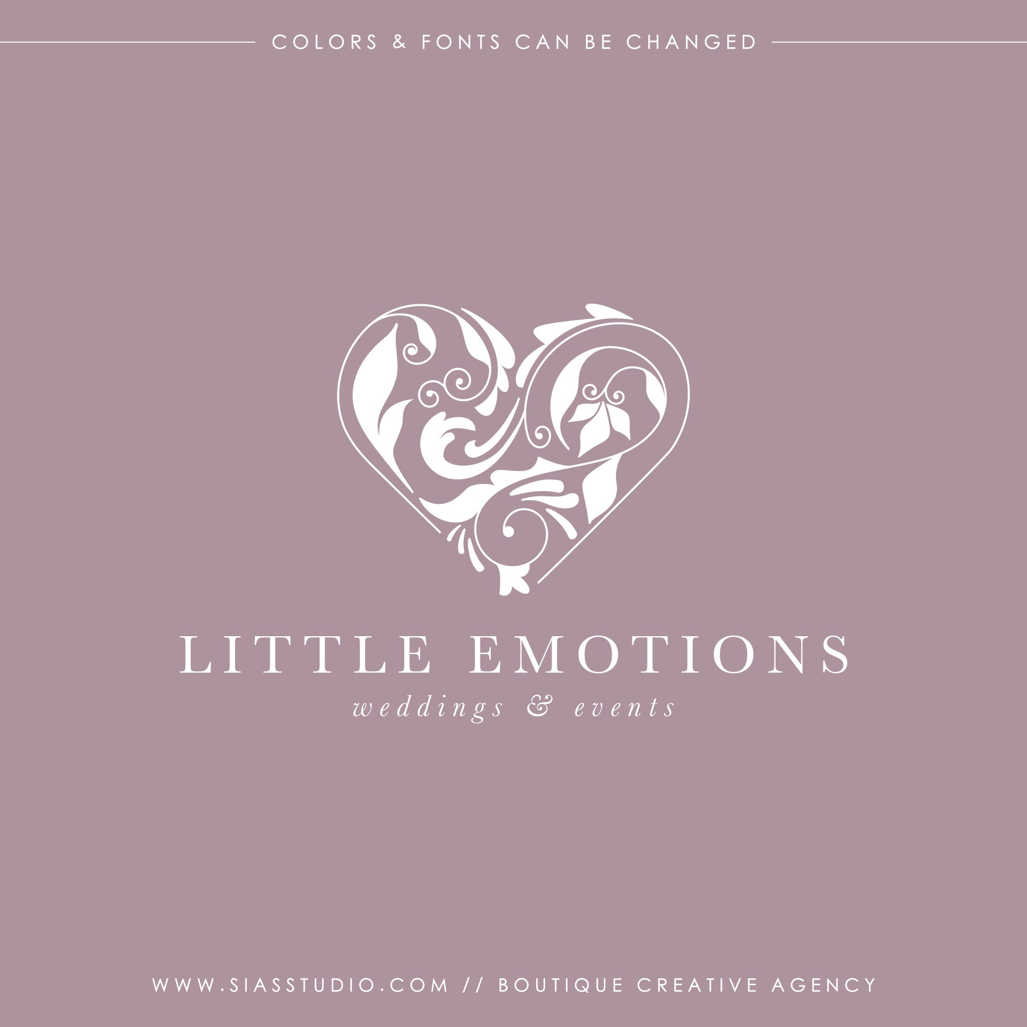 Logo with decorated heart, Events logo, Wedding planner logo, Logo design, Little Emotions logo, Floral heart logo, Logo with heart, Logo