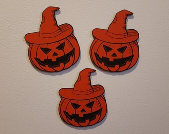 Set of 3 Halloween Jack O' Lantern Refrigerator Magnets_Pumpkin Halloween Decorations_Fall_Kitchen Decor_Refrigerator magnets