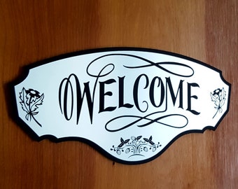 WELCOME Sign 4.5"x 9" Indoor/ Outdoor/ Engraved Signs/ Home decor/ wall signs/ wall decor