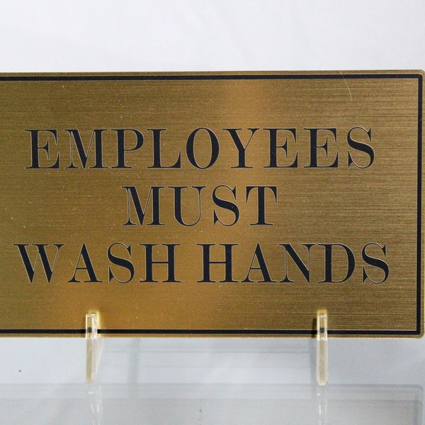 Employees Must Wash Hands Small Sign- Bathroom Signs- Office Restaurant Kitchen Signage- Safety Occupational Wall Mounted Instructional Sign