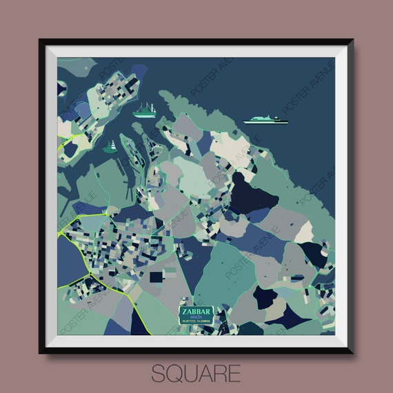 az Zabbar Zabbar Malta Map Print Modern Contemporary Etsy