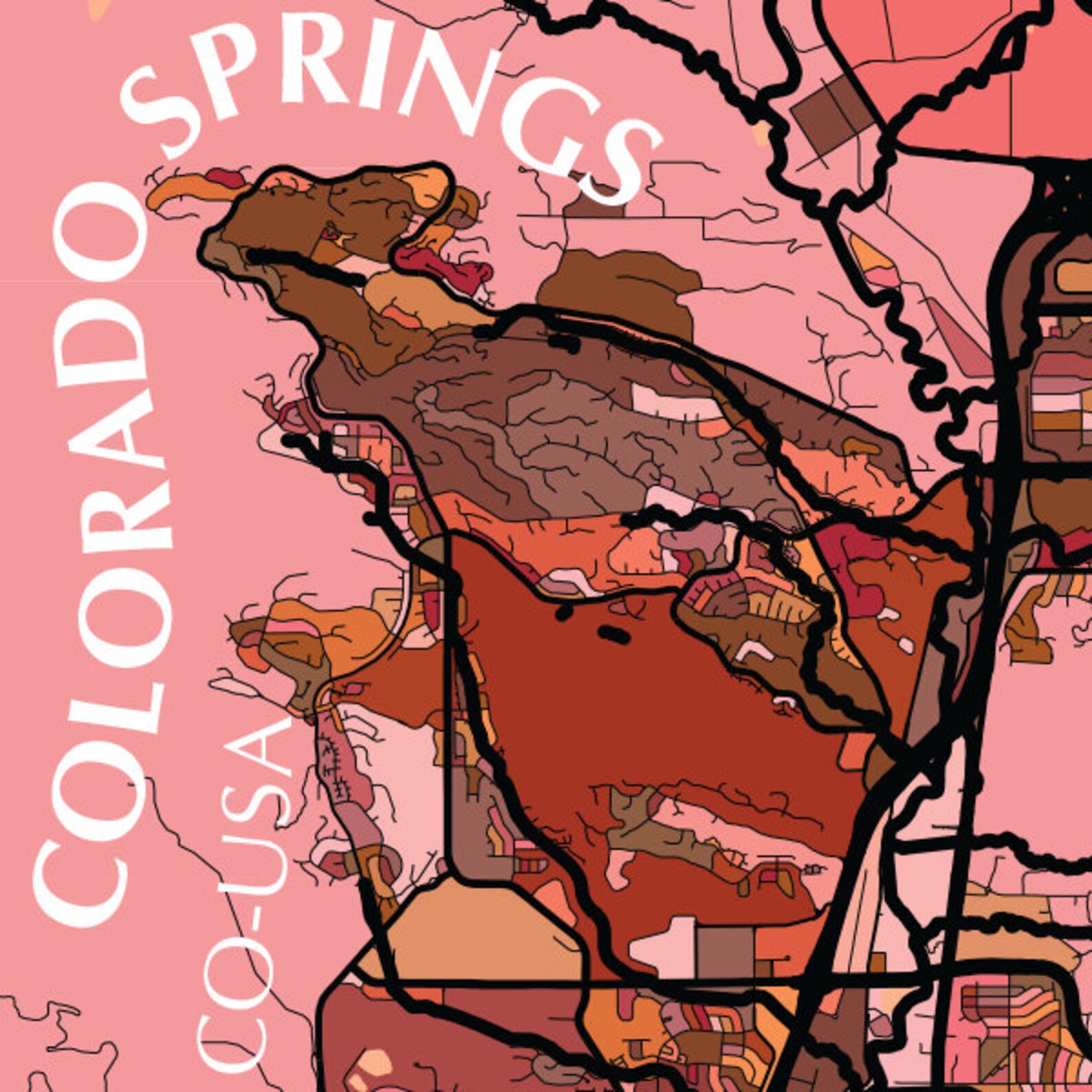 Colorado Springs Colorado USA Map Print Modern | Etsy
