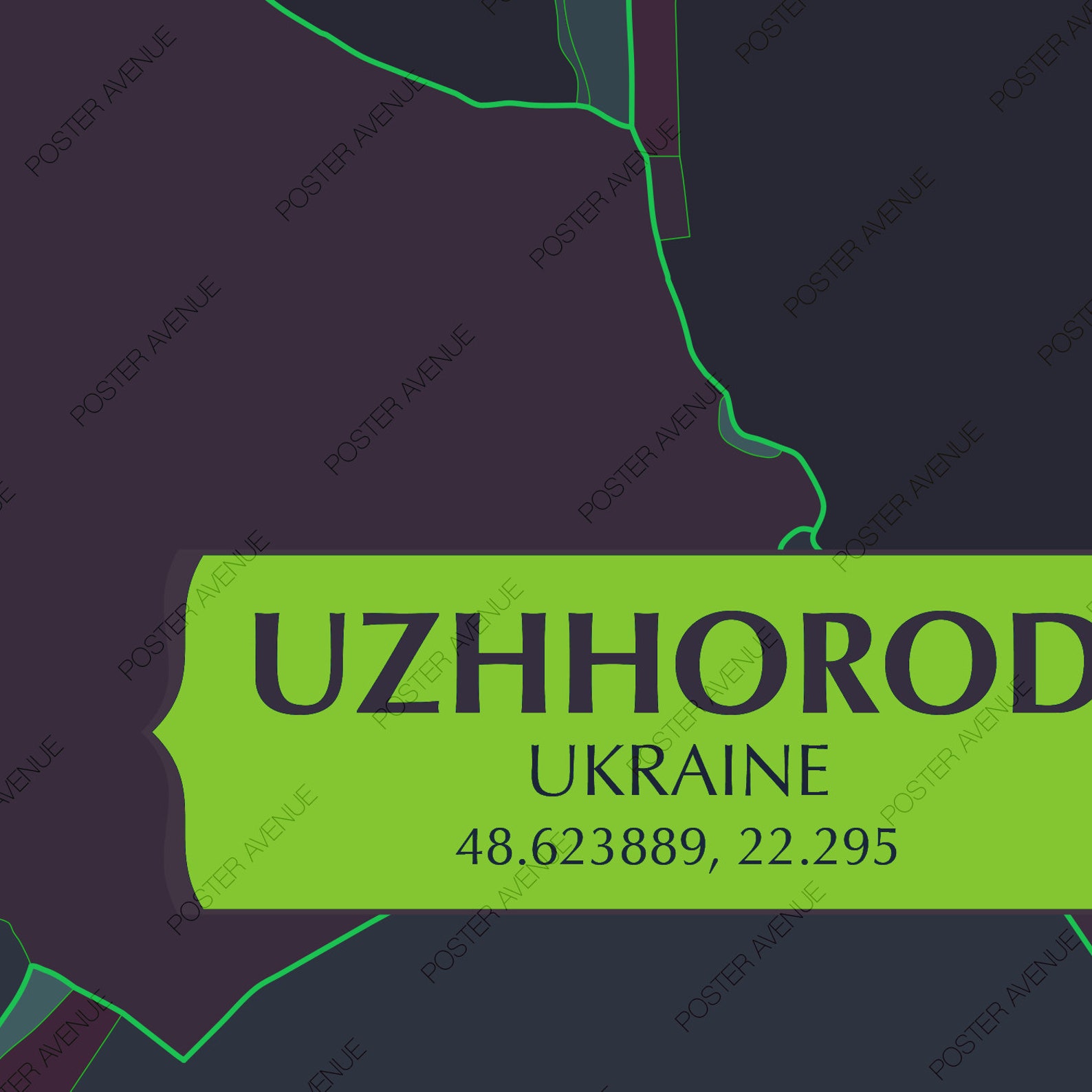 Uzhhorod Ukraine Map Print Modern Contemporary Chroma Etsy