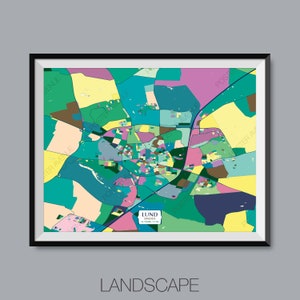 Lund Sweden Map Print Modern Contemporary Chroma Color Map | Etsy