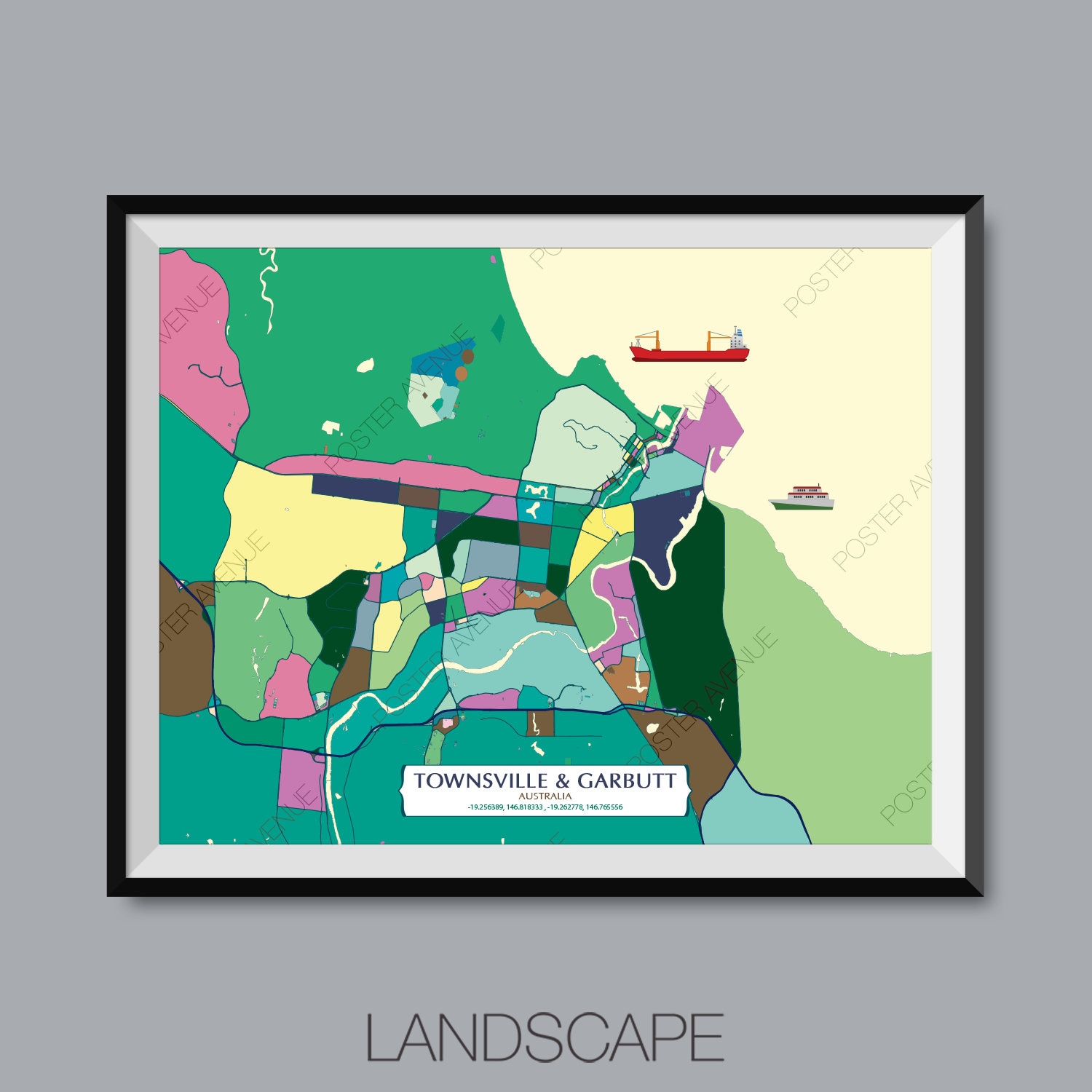 Garbutt and Townsville Australia Map Print Modern Etsy