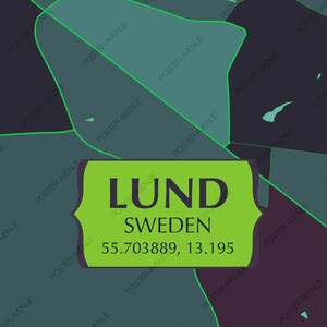 Lund Sweden Map Print Modern Contemporary Chroma Color Map | Etsy