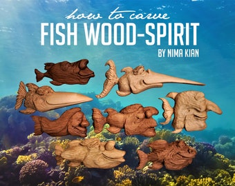 Fish Wood-Spirit Carving Tutorial: 2024 Video & Patterns (Digital Download)