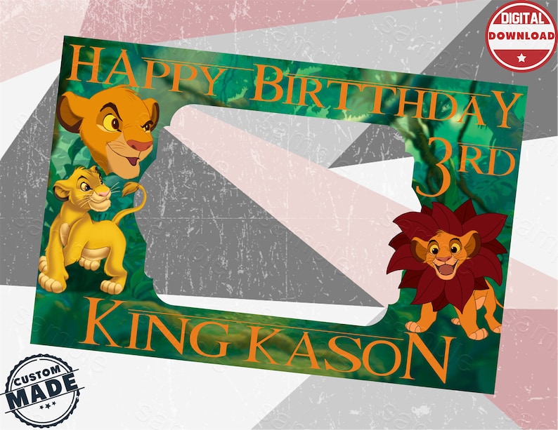 Baby Simba Lion King Baby Shower Selfie Frame Social Media Frame Photo Booth ...