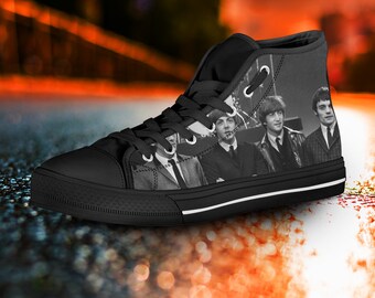 The Beatles shoes, The Beatles High Tops, The Beatles Sneakers, Black High Tops, The Beatles Converse unisex, men's, women's, kids shoes