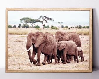 Elephant Print, Elephant Wall Art African Elephant Print Elephant Photography Safari Animal Print Elephant Herd Framed Print Elephant Poster