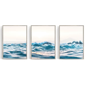 Ocean 3 Piece Wall Art Ocean Print Coastal Wall Art Ocean Triptych 24x36 Print Coastal 3 Piece Canvas Art Gallery Wall Set Ocean Waves Photo