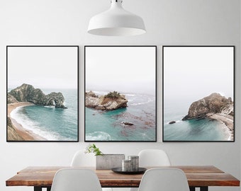 3 Piece Wall Art Ocean Prints Coastal Wall Art Gallery Wall Set Ocean Triptych Wall Art 24x36 Print California Poster Coastal 3 Piece Canvas