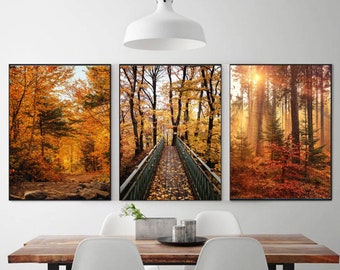 3 Piece Wall Art Autumn Print Nature Wall Art, Fall Triptych 24x36 Print, Autumn Forest Wall Art Fall Trees Poster Autumn Wall Art Set of 3