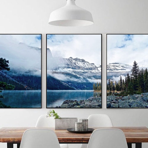 Mountain Canvas 3 Piece Wall Art Mountains Print Triptych Etsy