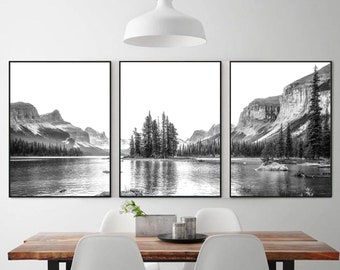 3 Piece Wall Art Mountain Lake Canvas Triptych Nature Wall Art 24x36 Print Gallery Wall Set Lake Print Mountain Poster Set of 3 Nature Print