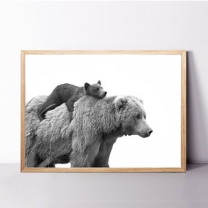 Bear Print, Bear Cub Wall Art, Baby Animal Prints Bear Wall Art 24x36 Print Baby Bear Print Funny Animal Print Bear and Cub Bear Photography