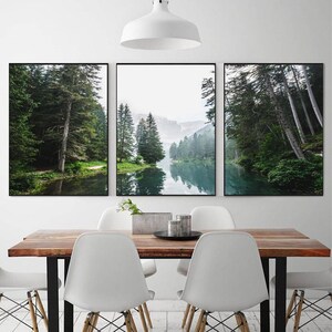 Nature Extra Large Gallery Wall Set Landscape Print Set Nature Poster 3 Piece Canvas Art Triptych Wall Decor 24x36 Print Green Forest Prints