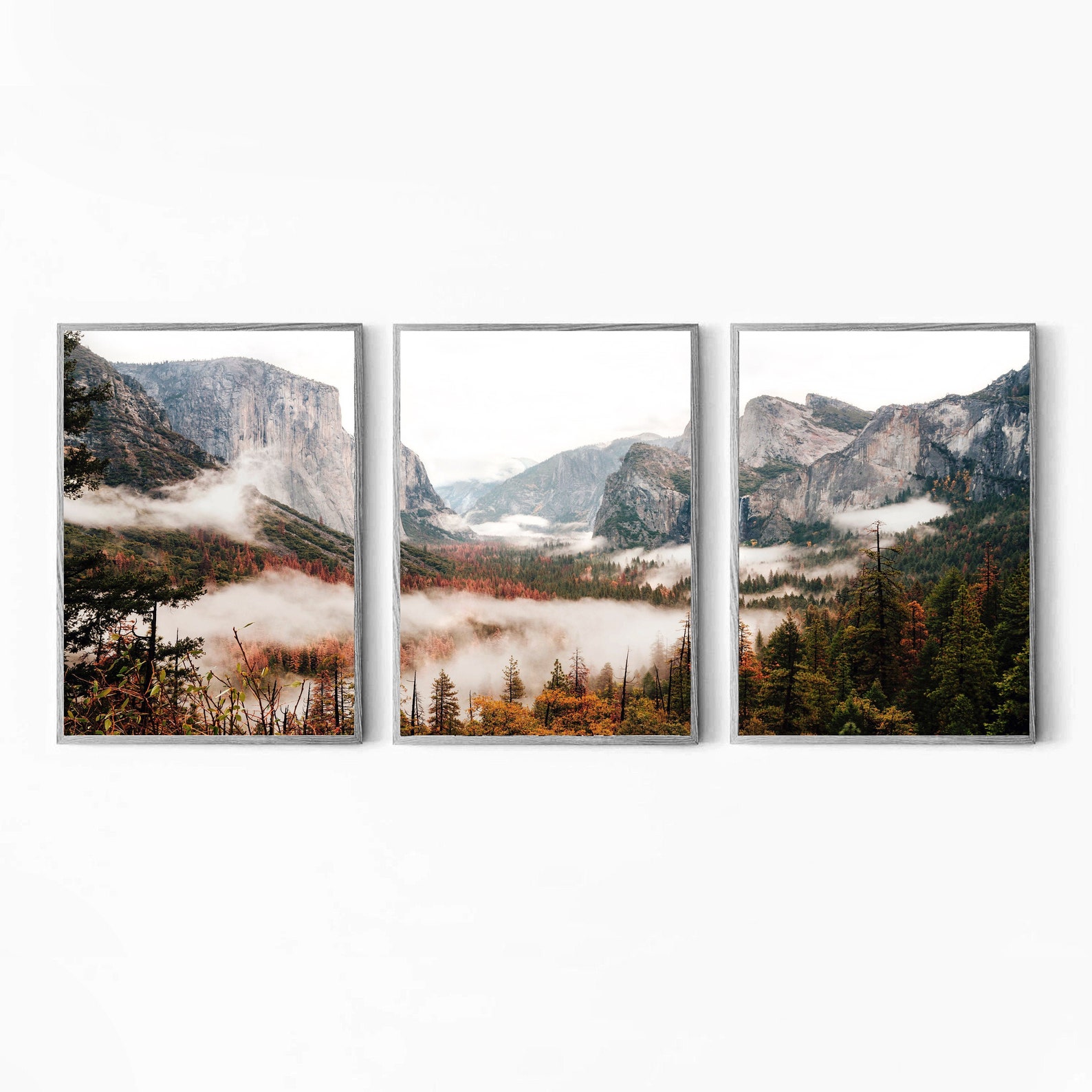 Yosemite Valley Triptych. US National Park Wall Art Prints